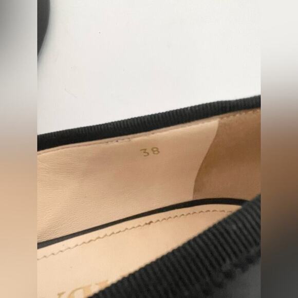 Prada Black leather pointed toe Logo embellished bow tie flats 38 - Picture 8 of 10